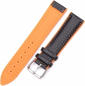 yaoqijie New Leather   Rubber Watchbands Women Men Yellow Orange Black 18 20 22mm Watch Band Strap Bracelet with Pin Buckle Lasting (Band Color : Orange, Band Width : 20mm)