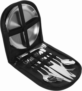 Yardwe Portable Camping Tableware Set 10pc Cutlery Kit Storage Bag Perfect for Hiking Picnic Bbq Outdoor Cooking