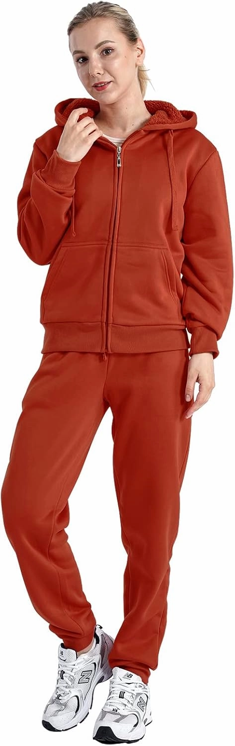 Yasumond Women's Sweatsuit Outfits Sherpa Lined Hooded Tracksuits 2 Piece Set Hoodie & Sweatpants