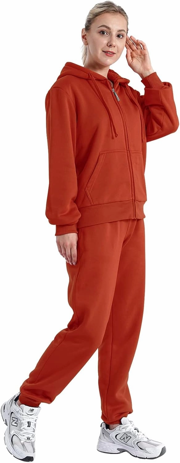 Yasumond Women's Sweatsuit Outfits Sherpa Lined Hooded Tracksuits 2 Piece Set Hoodie & Sweatpants