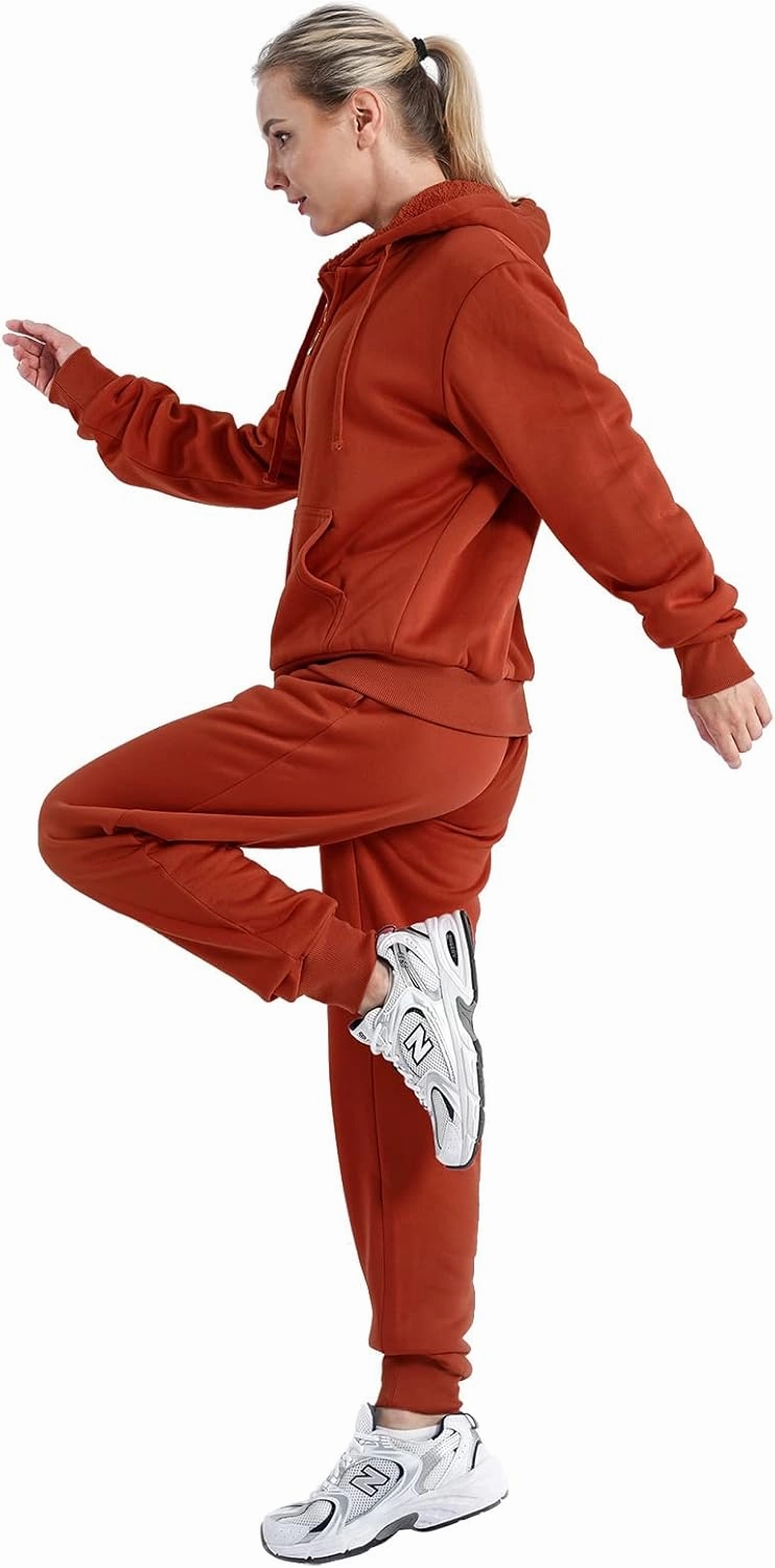 Yasumond Women's Sweatsuit Outfits Sherpa Lined Hooded Tracksuits 2 Piece Set Hoodie & Sweatpants