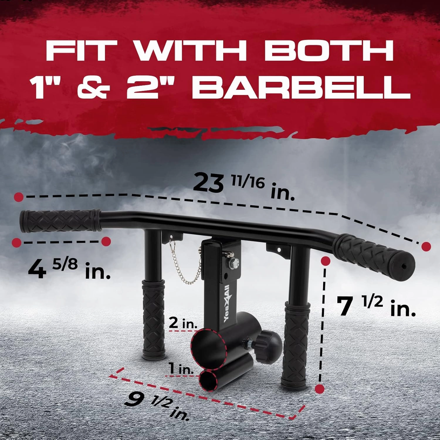 Yes4All 550LBS Multi-Grip Rowing Landmine Handle, T Bar LAT, Viking Press fits 1 & 2" Bar Sturdy Design, Easy to Install