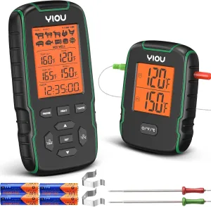 YIOU Wireless Meat Thermometer for Cooking, Digital Meat Thermometer with 2 Probes, 500FT Ultra Accurate & Fast Food Thermometer for Oven, Smoker, Green
