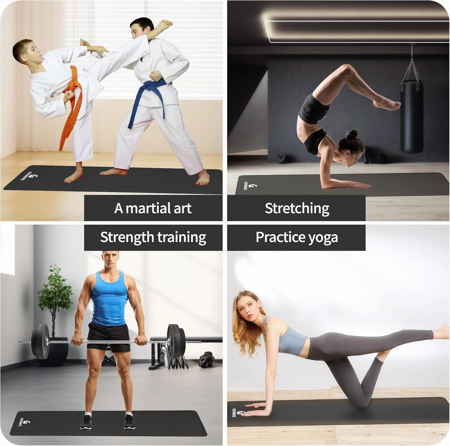 Yoga Mat,1/2 Inch Thick, Colorful Gymnastics Mats with Strap for Women Men, Non-Slip Exercise Mat for Yoga, Pilates, Stretching and Home Workout