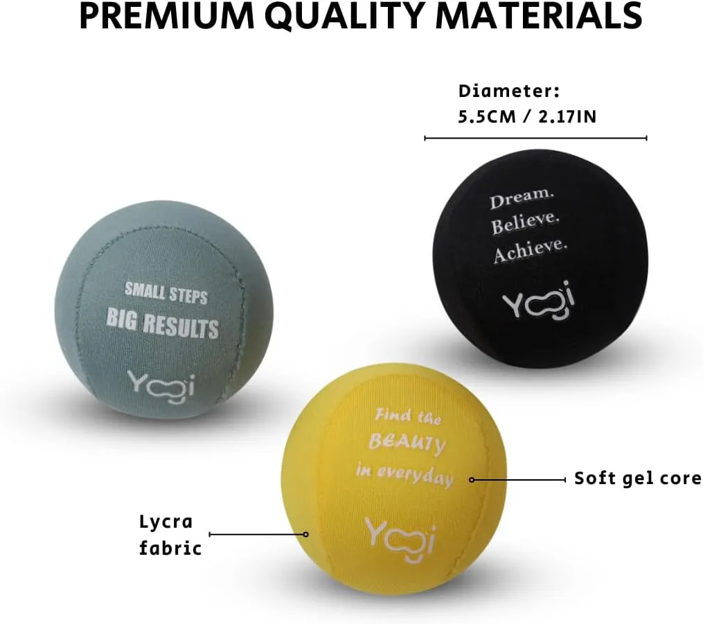 Yogi Stress Ball with Finger Grip Strap – Squeeze Ball for Anxiety Relief & Hand Therapy – Grip Strength Trainer for Adults & Kids, Fidget Toy for Stress Relief, Squishy Sensory Ball