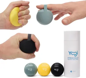 Yogi Stress Ball with Finger Grip Strap – Squeeze Ball for Anxiety Relief & Hand Therapy – Grip Strength Trainer for Adults & Kids, Fidget Toy for Stress Relief, Squishy Sensory Ball