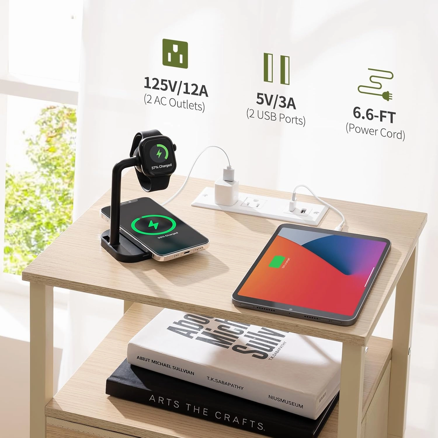 Yoobure Night Stand with Charging Station, 16 Colors LED Nightstand with USB Ports and Outlets, End Table with 3 Fabric Drawers and Storage Shelf, Bedside Tables Small Dresser for Small Space