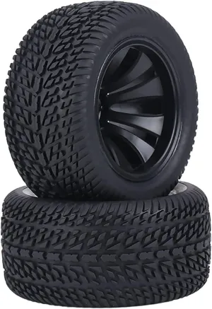 Yosoo 2Pcs RC Car Tires, Surfboard Paddle 2Pcs Per Set Rubber Tyre Tires & Plastic Hubs Wheel 2Pcs Per Set RC Rubber Tyre for 1:12 RC Car Racing Car Truck