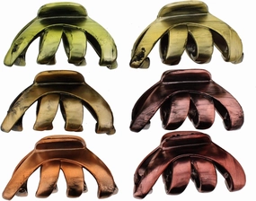 Zac's Alter Ego 6 Pieces 8.5cm Octopus Hair Claw Clips - Non-slip Jaw Clips Medium Hair Clamps for Thick Curly Long Hair, Wide Grip Hair Accessories for Women Girls