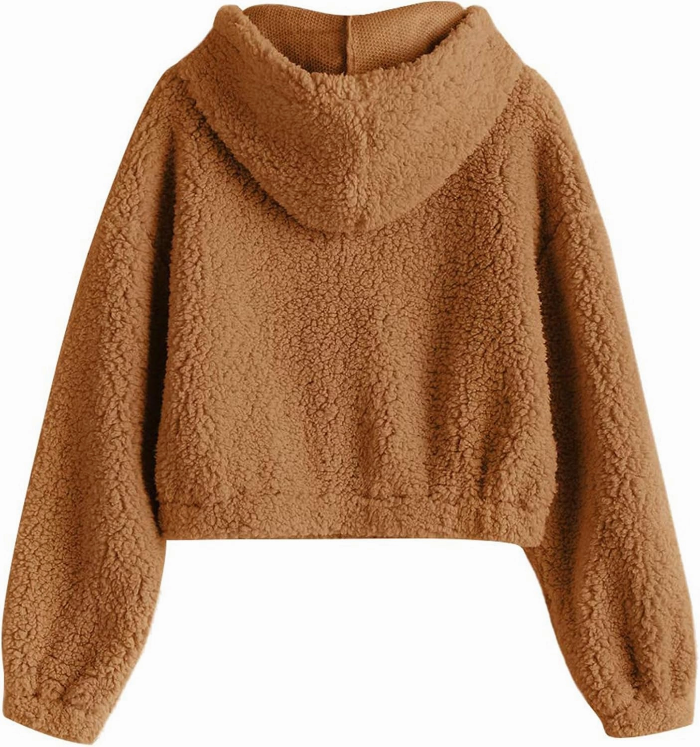 ZAFUL Women's Hooded Zip Up Faux Shearling Fluffy Teddy Jacket Coat