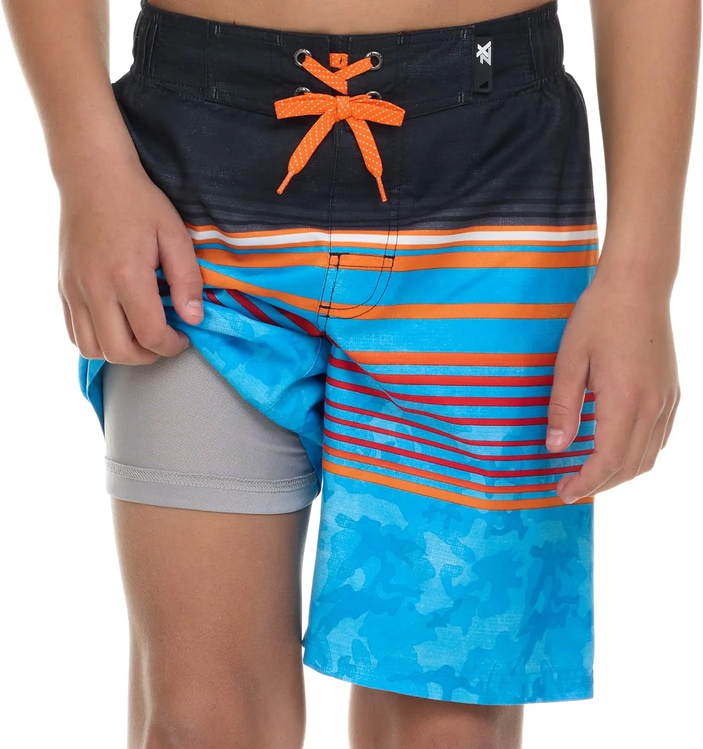 ZeroXposur Boys Swim Trunks with Compression Liner and Goggles, Quick Dry Swim Shorts