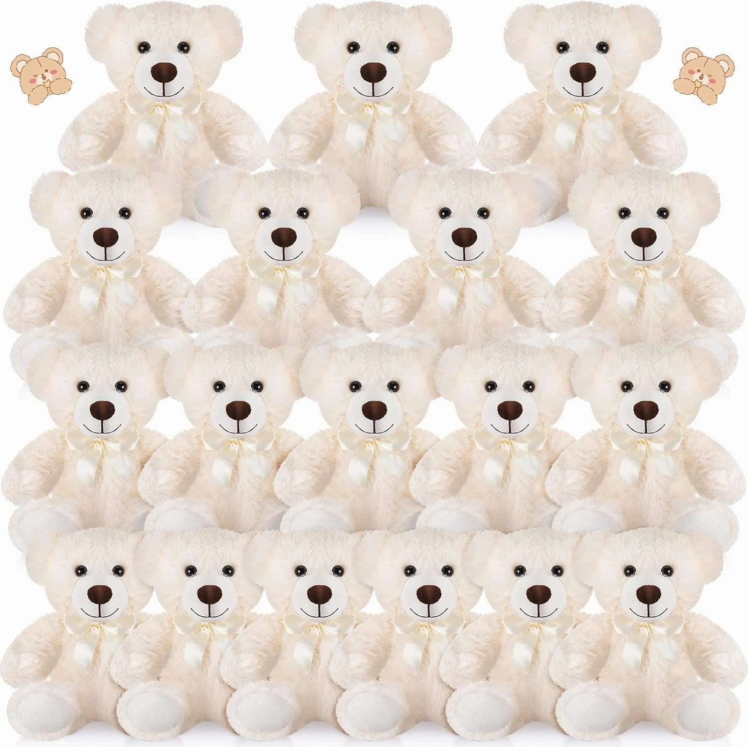 Zhanmai 18 Pcs 14 Inch Bears Stuffed Animal 2025 Graduation Gifts Bulk Plush Bear Toys for Birthday Baby Shower Party Favor(White)