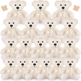 Zhanmai 18 Pcs 14 Inch Bears Stuffed Animal 2025 Graduation Gifts Bulk Plush Bear Toys for Birthday Baby Shower Party Favor(White)