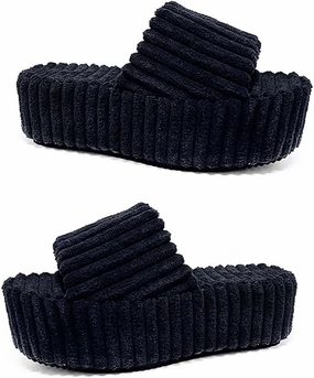 ZHISHENG Fluffy Slippers For Women Women's Faux Fur Slippers Thickened Family Slippers For Girls Open Toe Anti-slip for Indoor Outdoor
