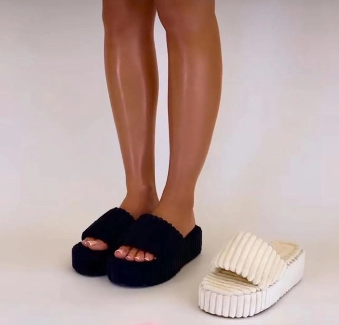 ZHISHENG Fluffy Slippers For Women Women's Faux Fur Slippers Thickened Family Slippers For Girls Open Toe Anti-slip for Indoor Outdoor