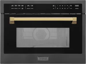 ZLINE Autograph Edition 24" 1.6 cu ft. Built-in Convection Microwave Oven in Black Stainless Steel and Gold Accents