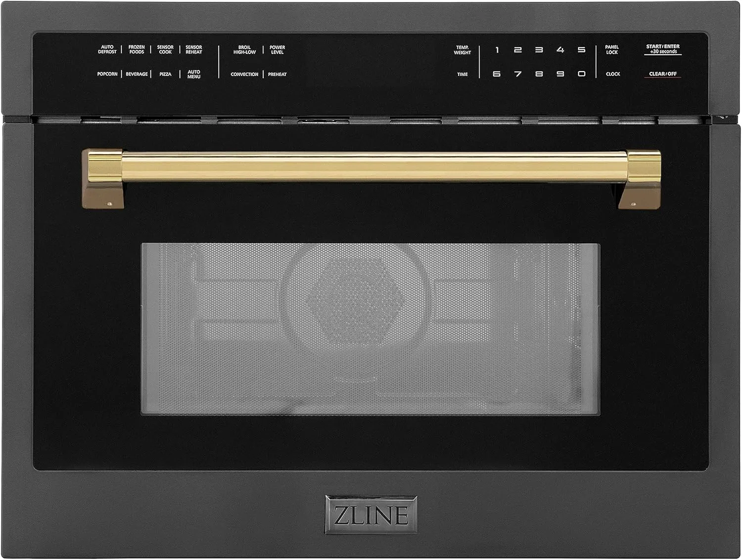 ZLINE Autograph Edition 24" 1.6 cu ft. Built-in Convection Microwave Oven in Black Stainless Steel and Gold Accents