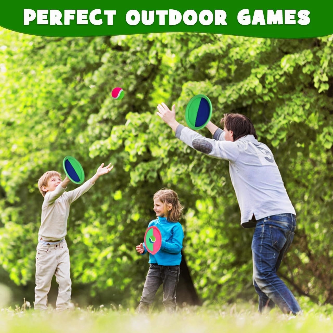 ZMLM Toss Catch Ball Toy Set: Upgraded Kid Outdoor Toy Game Beach Pool Backyard Lawn Sport Activity Fun Outside Indoor Family Toy for Age 3-12 Girl Boy Kid Birthday Summer Gifts