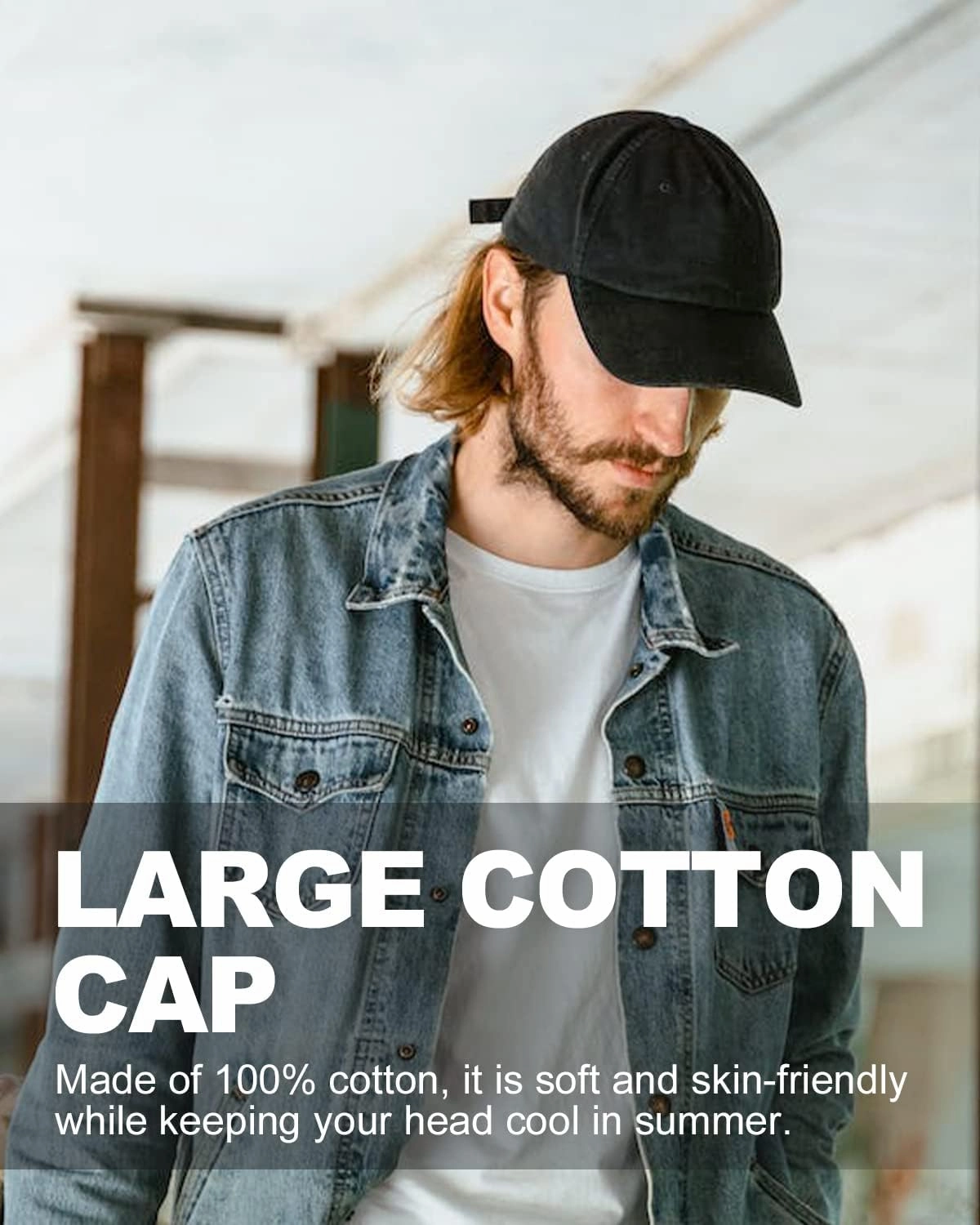 Zylioo Oversize XXL 100% Cotton Baseball Cap,Large Baseball Hat for Big Heads 23.5"-25.5",Adjustable Plain Dad Cap