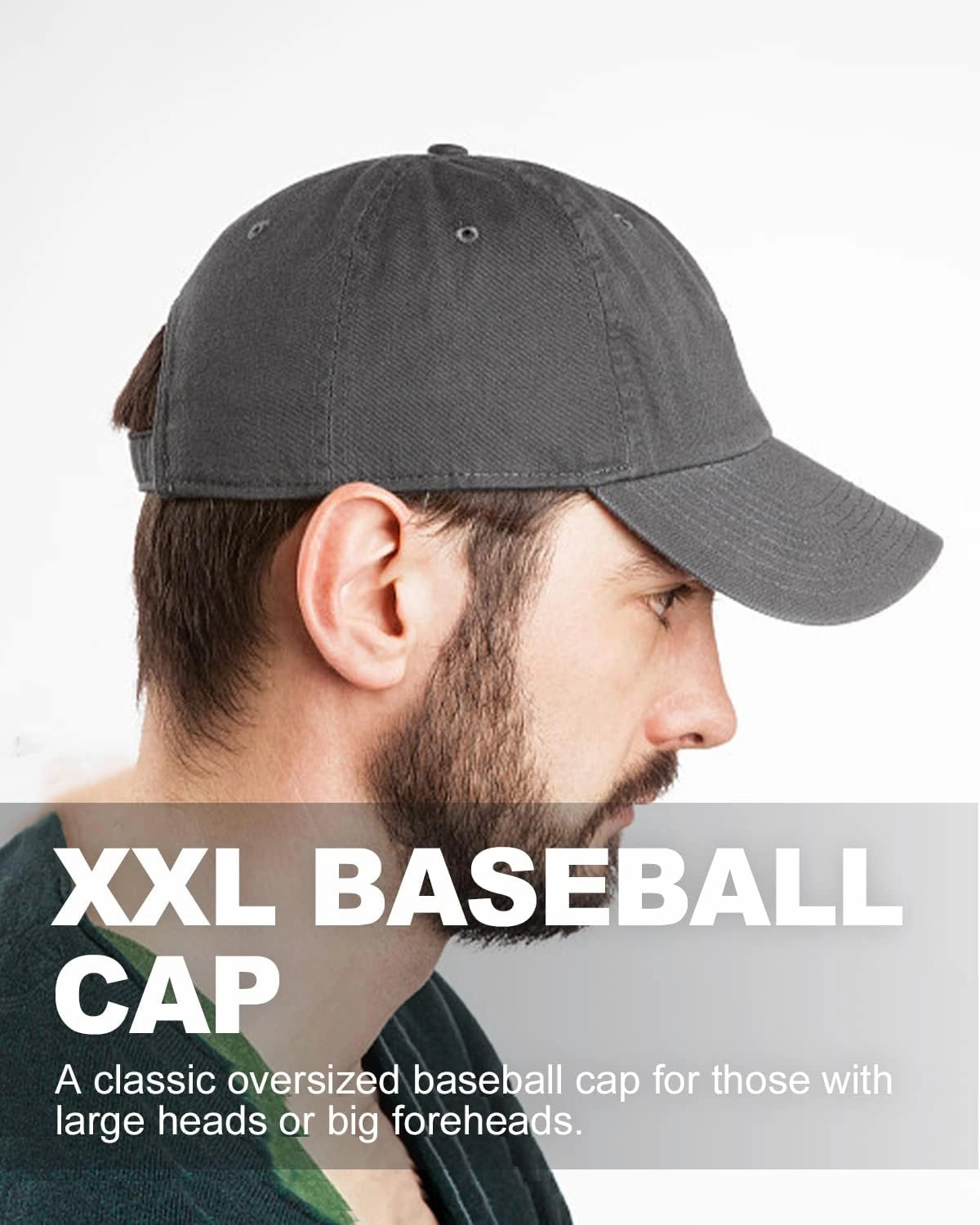 Zylioo Oversize XXL 100% Cotton Baseball Cap,Large Baseball Hat for Big Heads 23.5"-25.5",Adjustable Plain Dad Cap