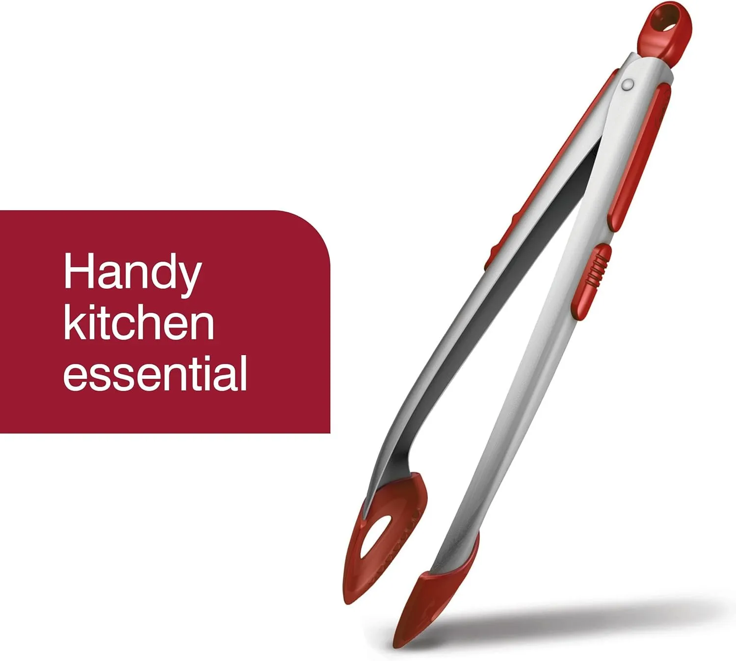 Zyliss Cook N Serve Silicone and Stainless Steel Tongs, 13-Inch, Red